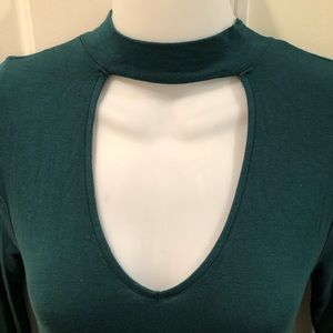 EXPRESS Hunter green Dress sz XS. Long sleeve Lightweight EUC